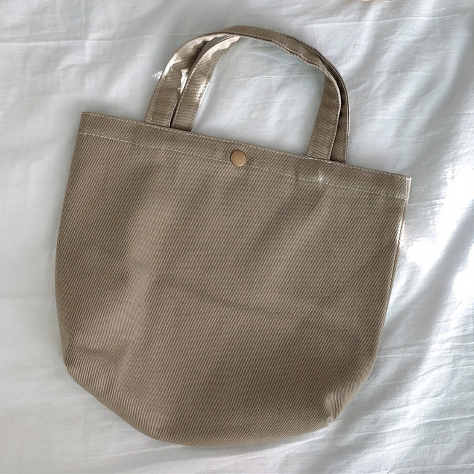 561 Solid Color Canvas Tote Bag Snap Button Small Handbag for Travel Shopping 561 Solid Color Canvas Tote Bag Snap Button Small Handbag for Travel Shopping